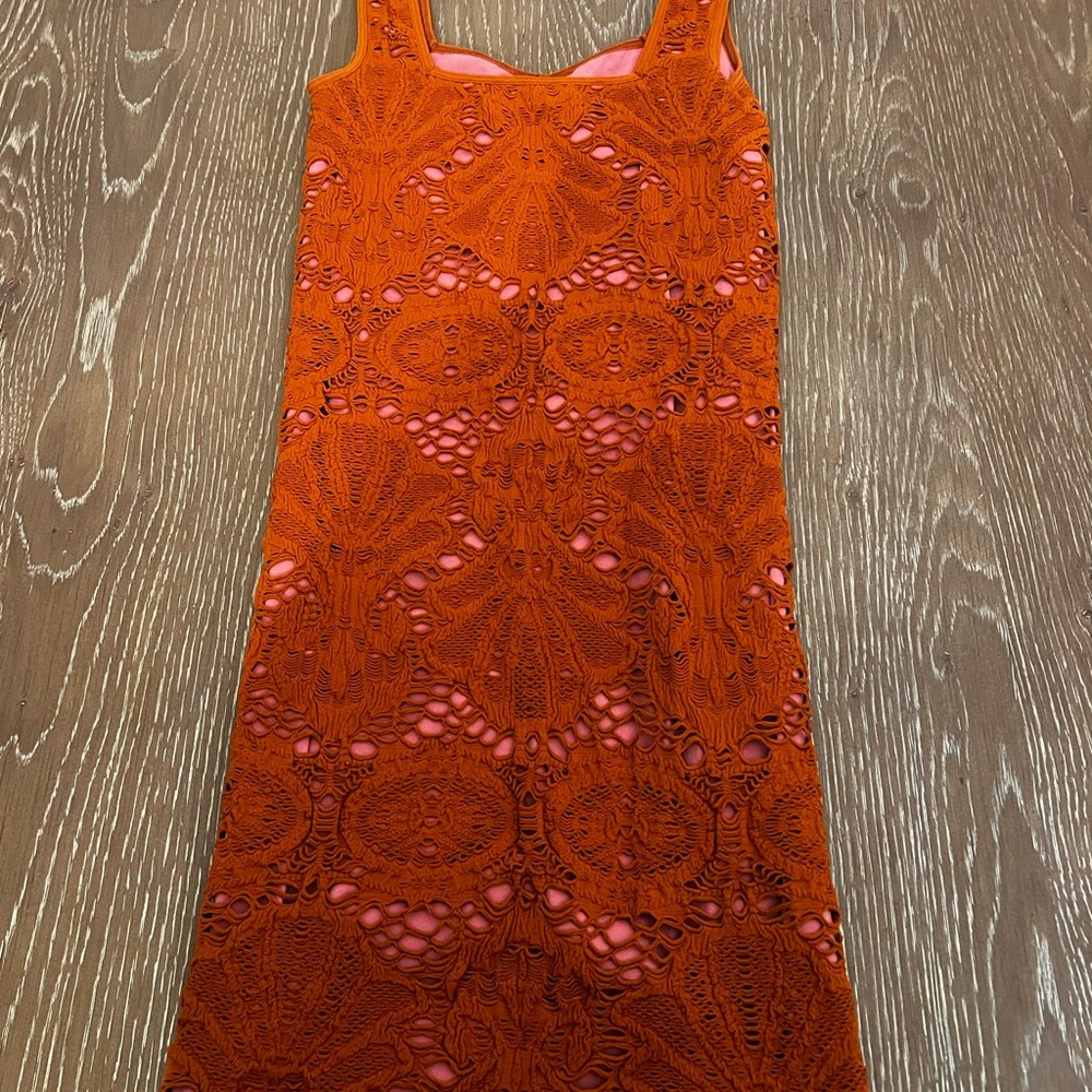 Free People Lace Dress in Rich Orange